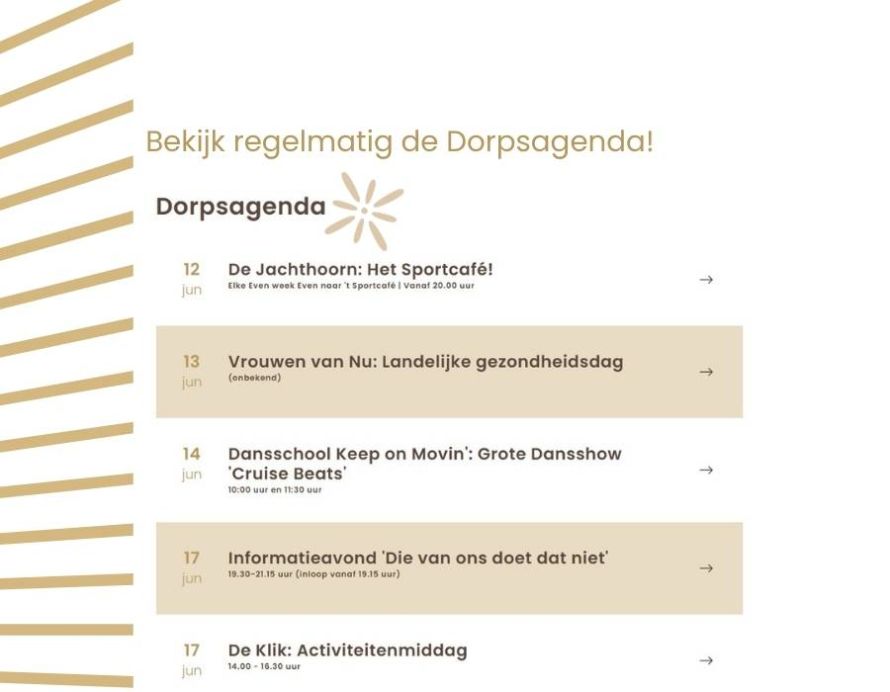 Bekijk regelmatig de Dorpsagenda